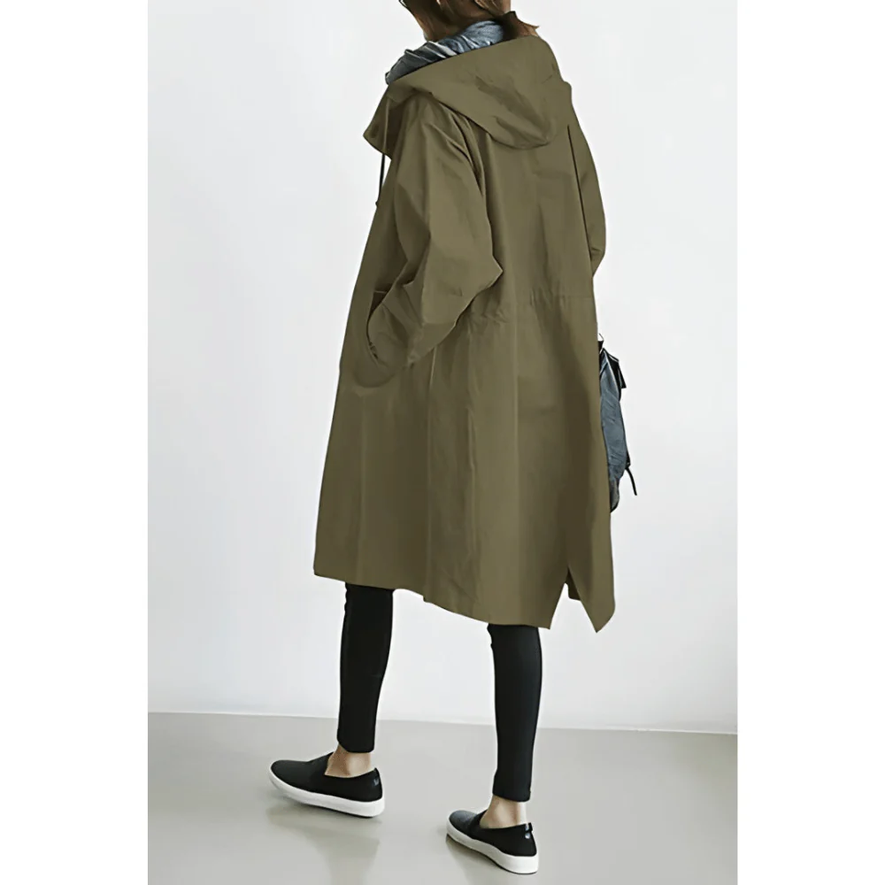 Trench coat feminino de comprimento médio com um botão