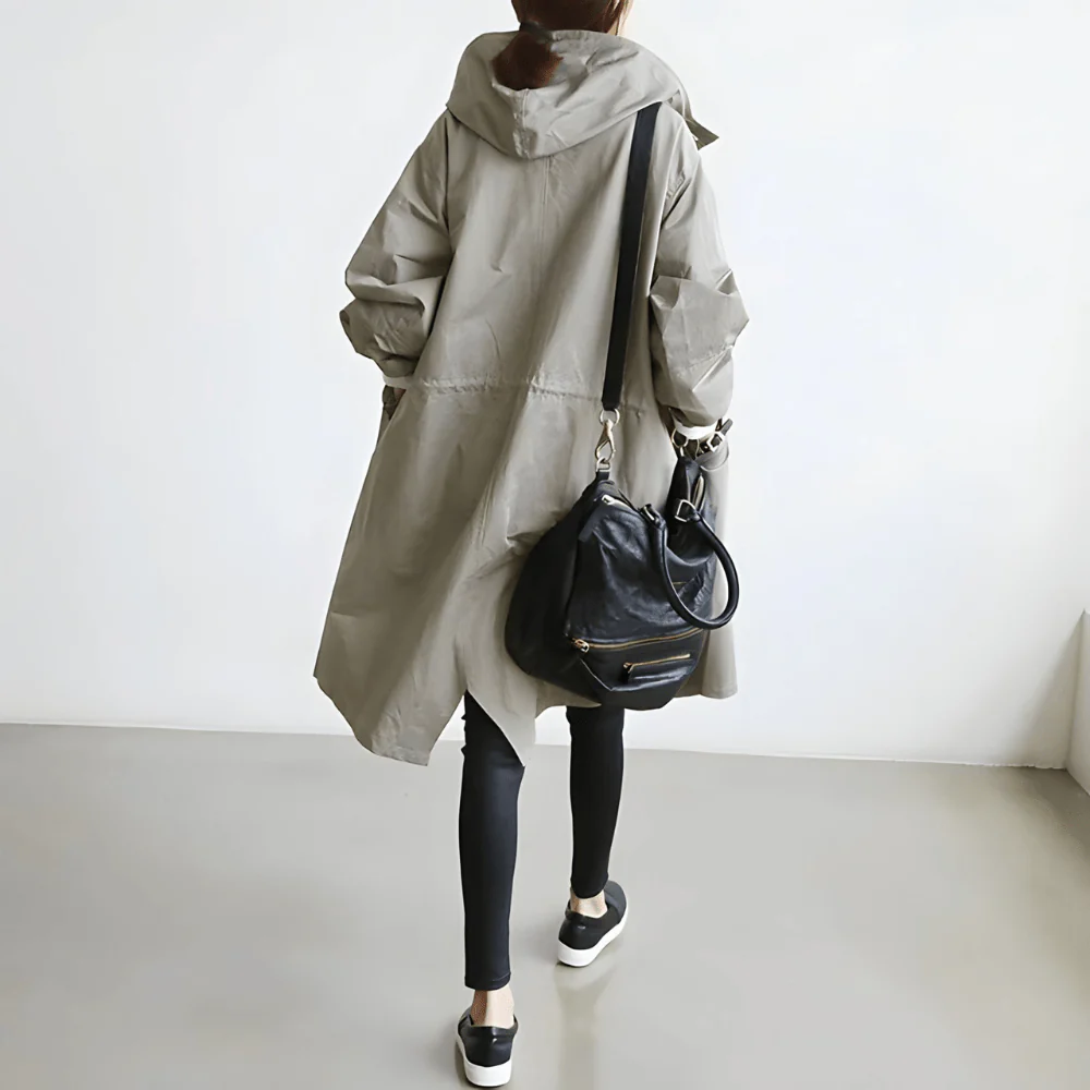 Trench coat feminino de comprimento médio com um botão